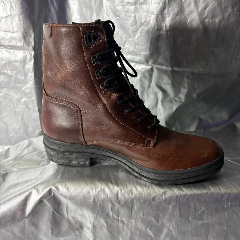 Ariat Brown Leather Lace Up Winter Work Riding Boots Red Flannel Lined Men’s 6.5
